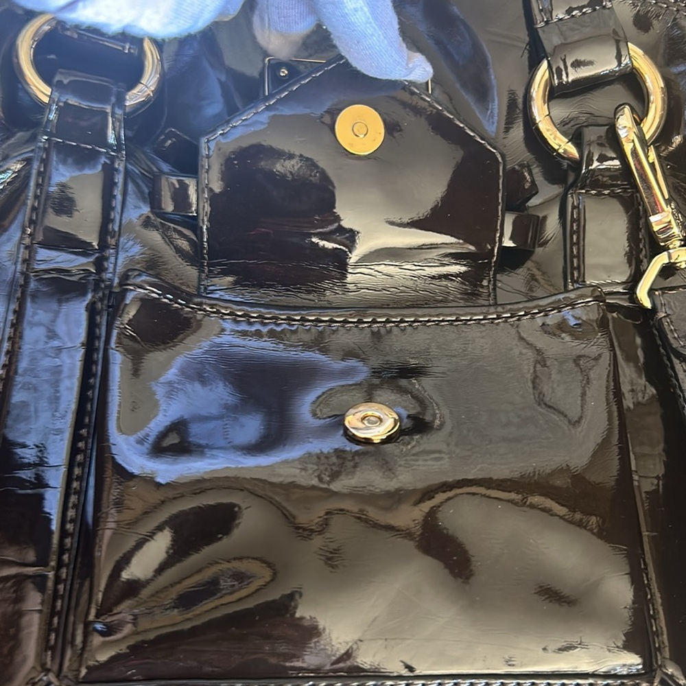 Armani Patent Leather Bag Crossbody Brown Emporio Bag - Picture 15 of 16